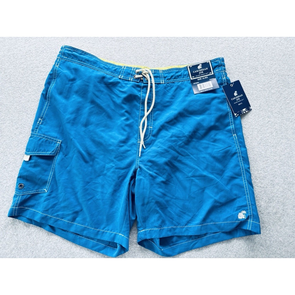 Caribbean Joe Mens Swim Trunks Shorts Blue Size XL Surfing Beach NWT